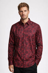Overhemd Heren - Slim Fit Lange Mouw met Bloemenprint | Casual