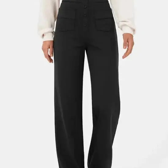 Hannah | Wijde Pijpen Hoge Taille Broek Met Voorzakken