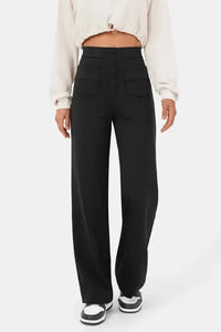 Hannah | Wijde Pijpen Hoge Taille Broek Met Voorzakken