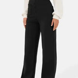 Hannah | Wijde Pijpen Hoge Taille Broek Met Voorzakken