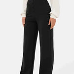 Hannah | Wijde Pijpen Hoge Taille Broek Met Voorzakken
