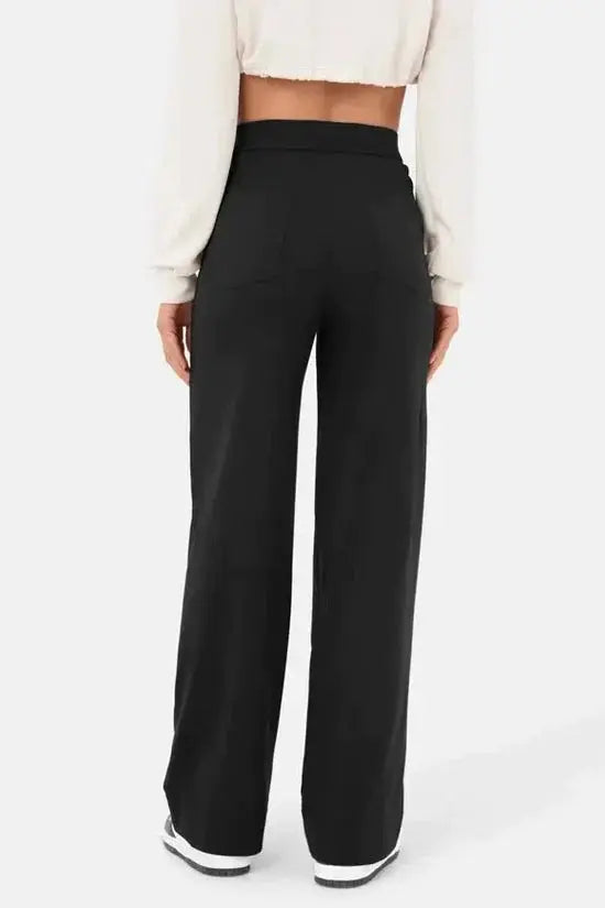 Hannah | Wijde Pijpen Hoge Taille Broek Met Voorzakken