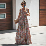Mouwloze Maxijurk met Bloemenprint & Split – Zomerse & Elegante