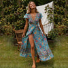 Boho Maxijurk met wikkelontwerp en hoge split