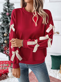 Tasha | Dames Crew Neck Kersttrui met Strikmouwen