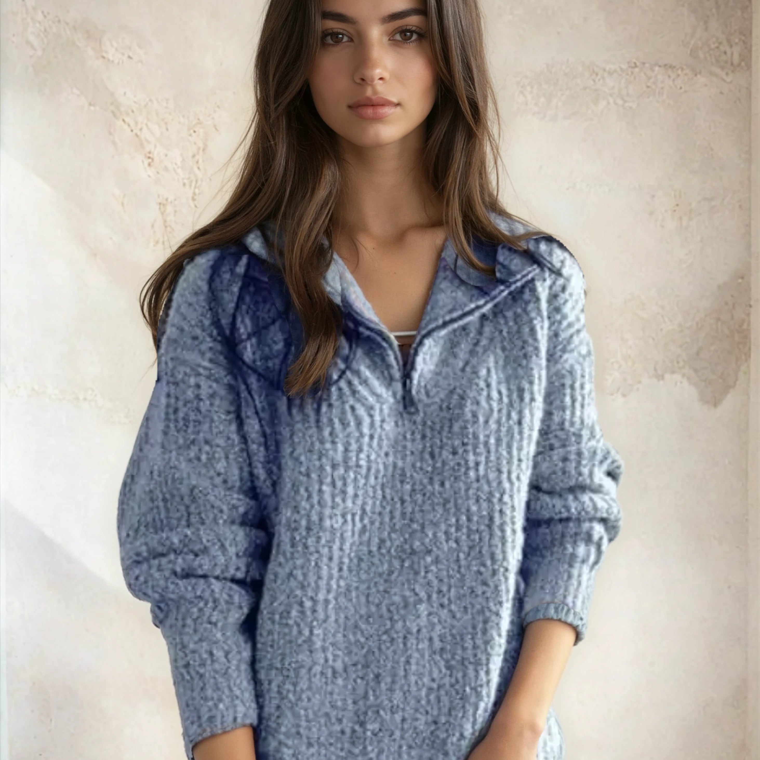 Adrianna™ Chique Half-Zip Trui Vrouw