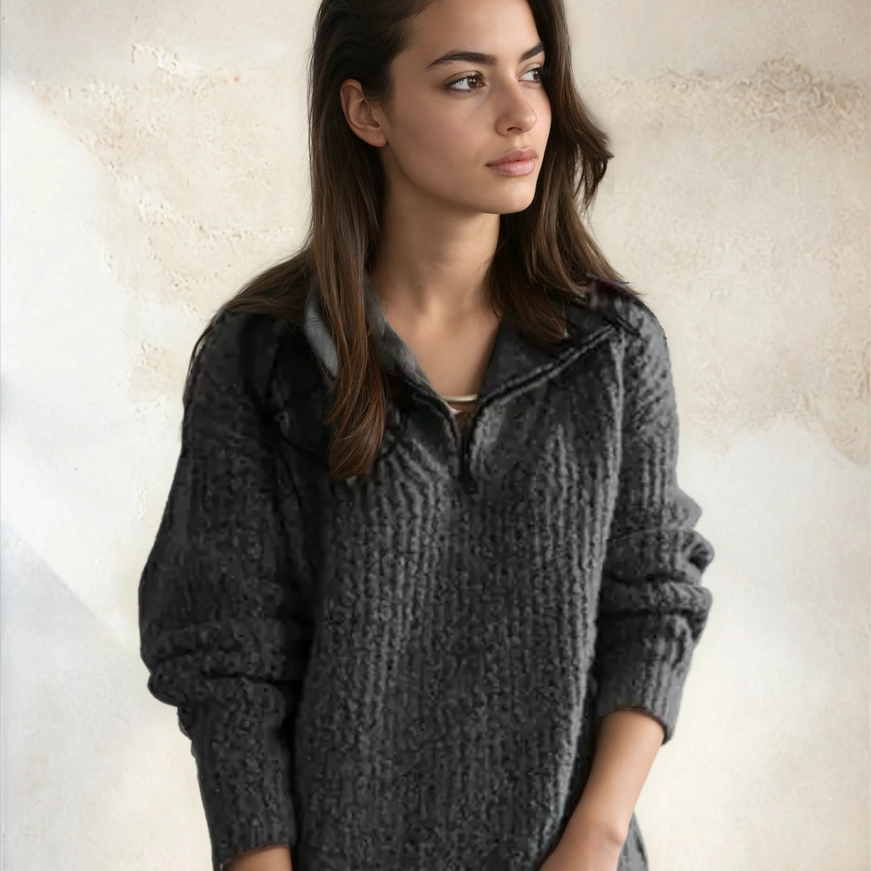 Adrianna™ Chique Half-Zip Trui Vrouw
