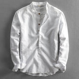 Hidde™ Heren Casual Linnen Overhemd zonder Kraag