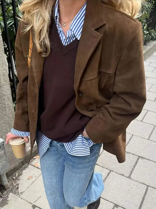 GORGLITTER Damesjas herfst elegante jassen met luipaardpatroon bomberjack lichte honkbalkraag jassen met ritssluiting overgangsjas vrijetijdsjas, chocoladebruin, S