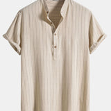 Casual Linnen Set met Henley Overhemd en Broek