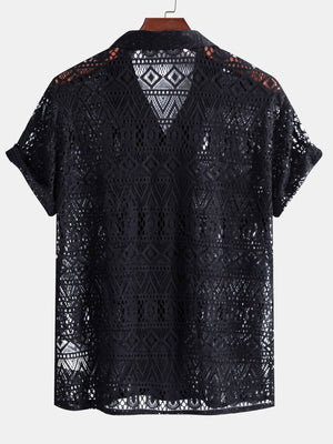 David | Transparant Haakshirt met Ethno-patroon