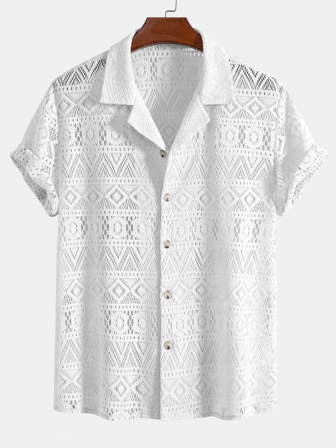David | Transparant Haakshirt met Ethno-patroon