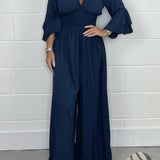 Elin | Effen kleur kanten jumpsuit