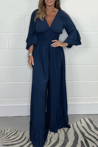 Elin | Effen kleur kanten jumpsuit