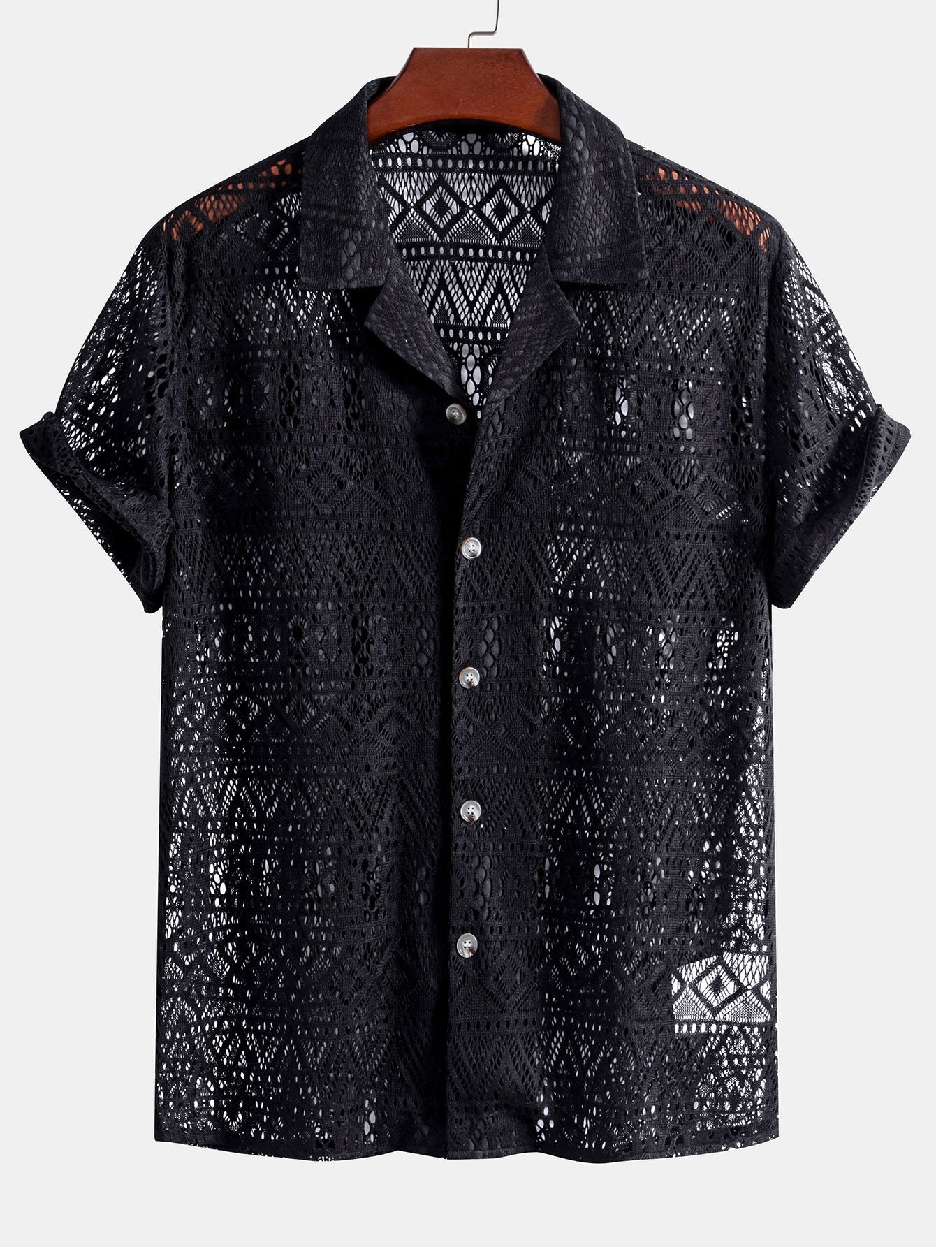 David | Transparant Haakshirt met Ethno-patroon