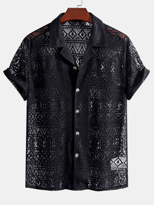 David | Transparant Haakshirt met Ethno-patroon