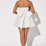 Katrina | Schouderloos Minikleed met Glitterdetails en Uitlopende Rok