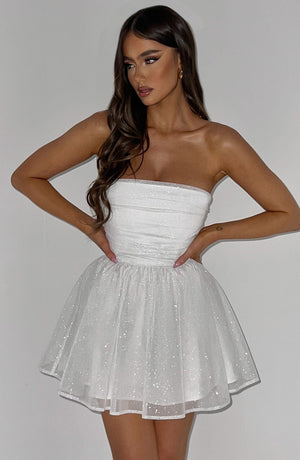 Kate | Mini Jurk Witte Glitter
