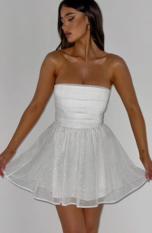 Kate | Mini Jurk Witte Glitter
