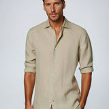 Linnen Overhemd met Lange Mouwen en Slim Fit