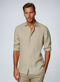 Linnen Overhemd met Lange Mouwen en Slim Fit