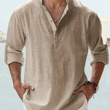 John | Luchtig Linnen Shirt met Henley-Kraag