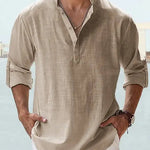 John | Luchtig Linnen Shirt met Henley-Kraag