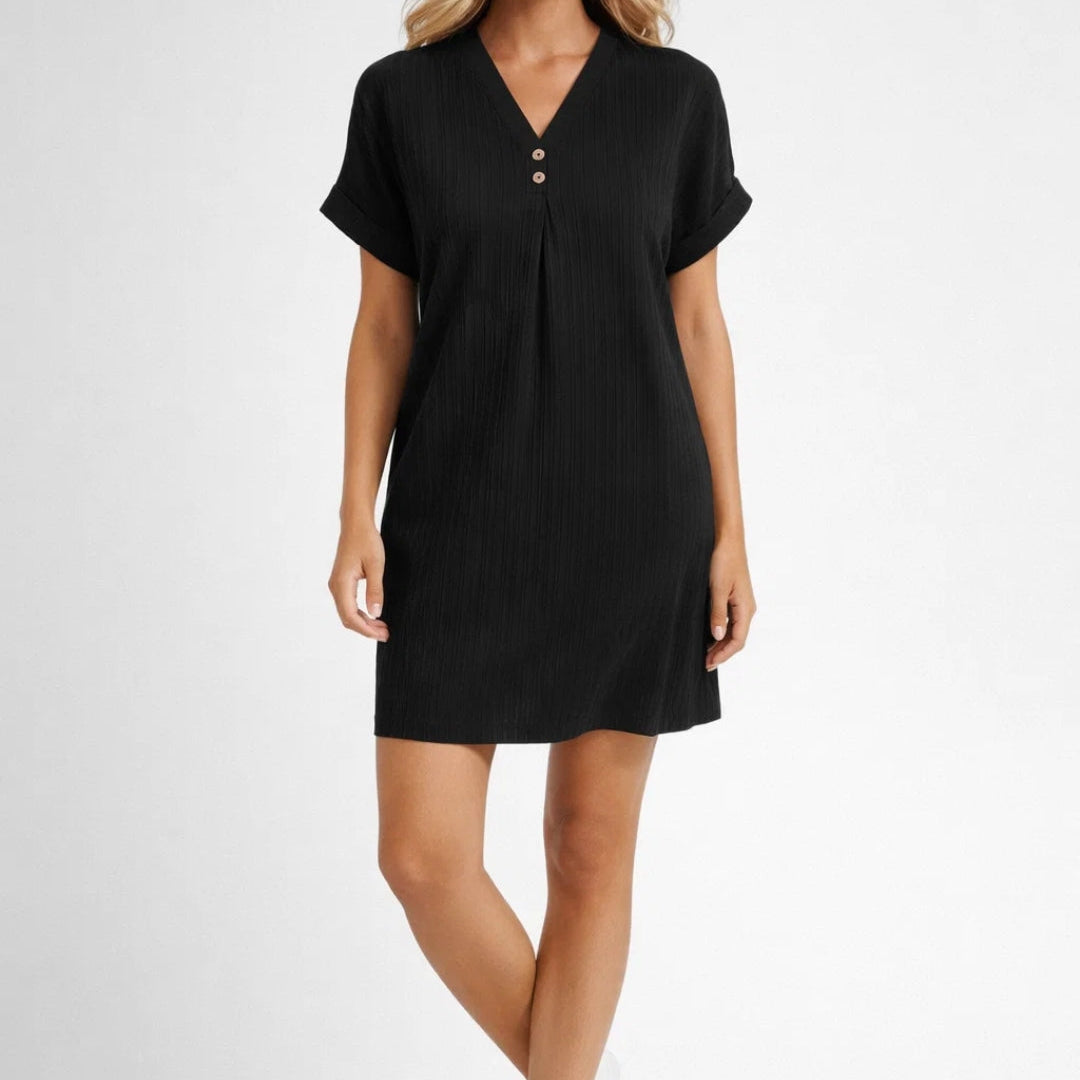 Dames Casual T Shirt Jurk Met V Hals