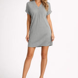 Dames Casual T Shirt Jurk Met V Hals