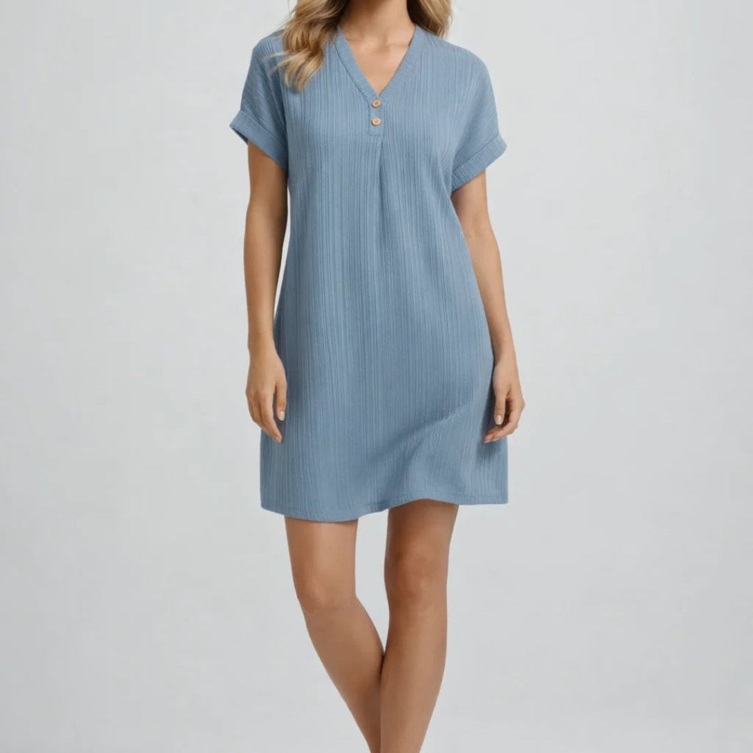 Dames Casual T Shirt Jurk Met V Hals