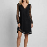 Elegante Jurk met Transparante Mouwen en V Hals