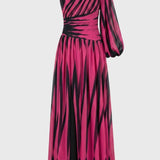 Groene One Shoulder Maxi Jurk met Print