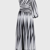 Groene One Shoulder Maxi Jurk met Print