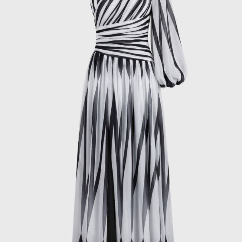 Groene One Shoulder Maxi Jurk met Print