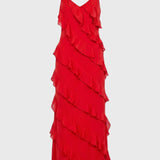 Lichtblauwe Maxi Jurk met Volants