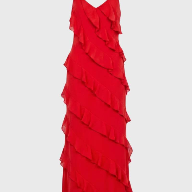 Lichtblauwe Maxi Jurk met Volants