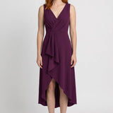 Paarse Elegante Overslag Midi Jurk
