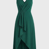 Paarse Elegante Overslag Midi Jurk