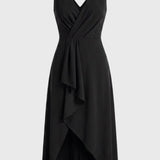 Paarse Elegante Overslag Midi Jurk