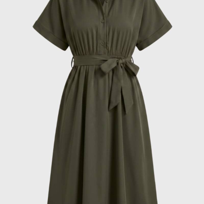 Bordeaux Midi Jurk met Strikceintuur