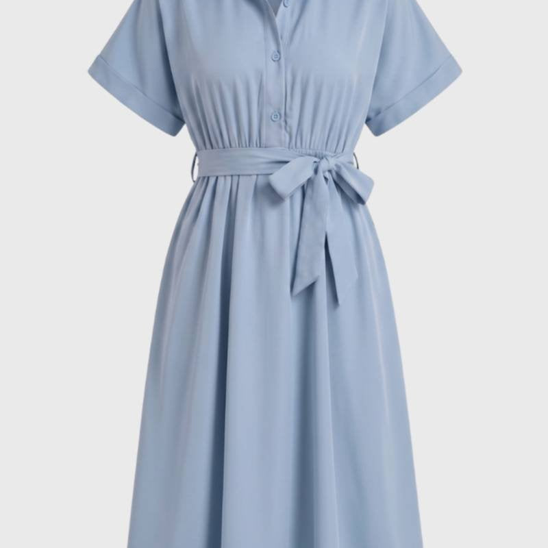 Bordeaux Midi Jurk met Strikceintuur