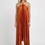 Midi Jurk Dames - Geplisseerd Halter | Asymmetrische Zoom