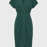 Groene Elegante Midi Jurk met Overslag