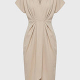 Groene Elegante Midi Jurk met Overslag