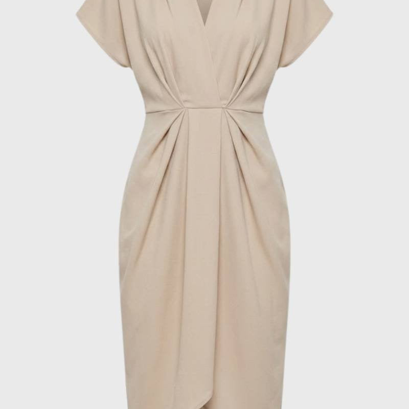 Groene Elegante Midi Jurk met Overslag