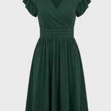Groene Elegante Overslag Midi Jurk