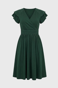 Groene Elegante Overslag Midi Jurk