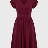 Groene Elegante Overslag Midi Jurk