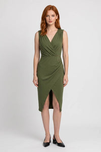 Groene Overslag Midi Jurk met Split
