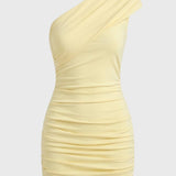 One Shoulder Mini Jurk met Aansluitende Pasvorm
